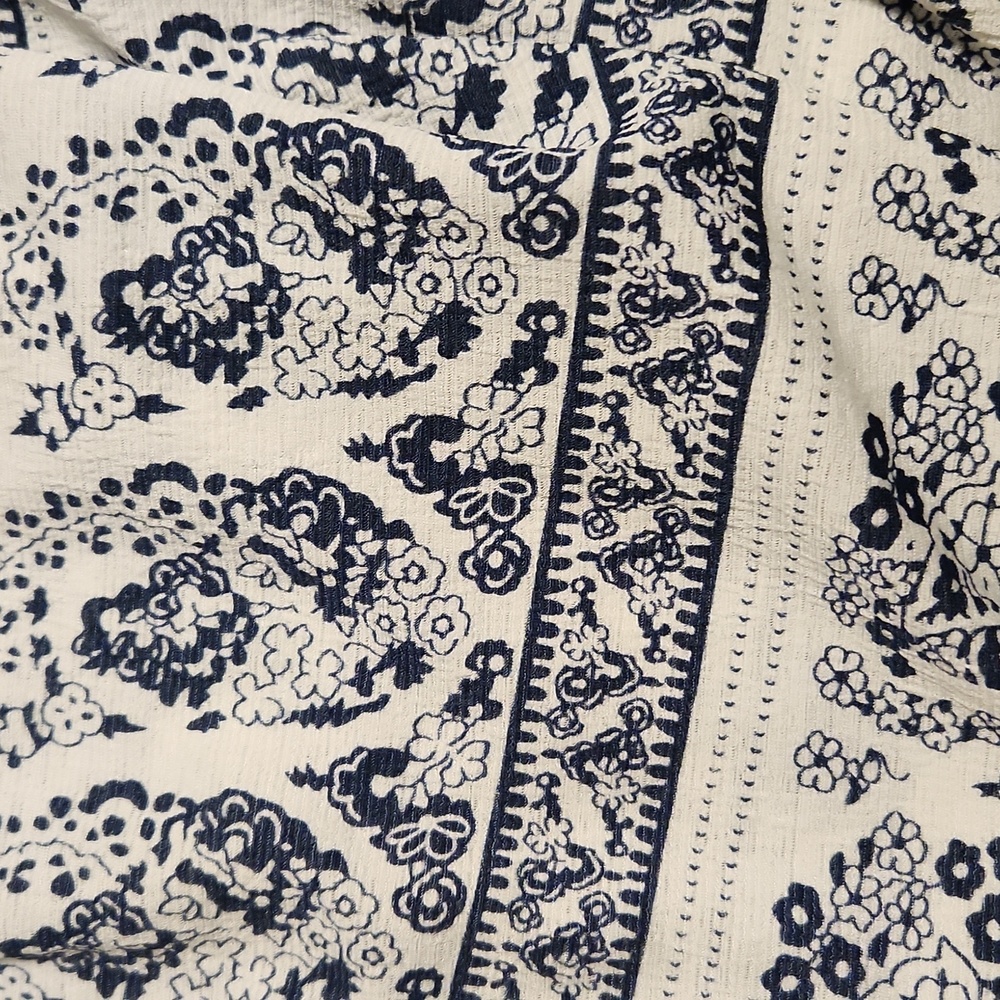 NWT Melloday women’s white and blue off shoulder half sleeve boho top - Picture 11 of 12